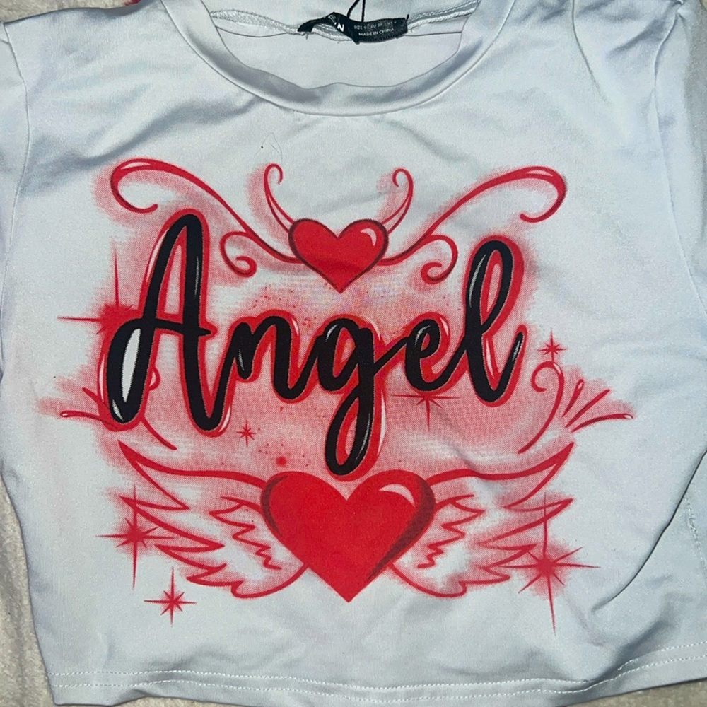 White shein Angel top
